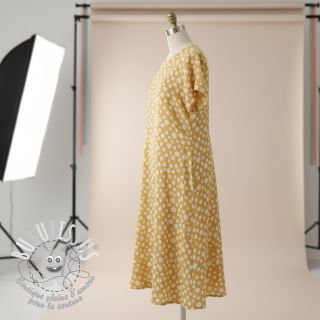 Tissu double gaze/mousseline JACQUARD Dots dark yellow