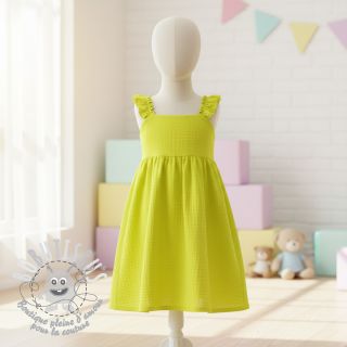 Tissu double gaze/mousseline NEON YELLOW ORGANIC