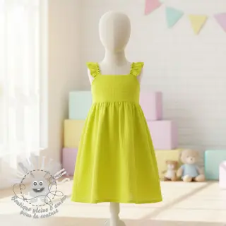 Tissu double gaze/mousseline NEON YELLOW ORGANIC