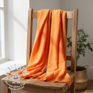 Tissu double gaze/mousseline NEON ORANGE ORGANIC