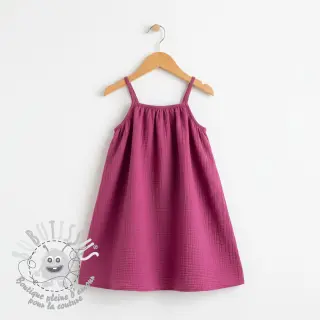 Tissu double gaze/mousseline cerise ORGANIC
