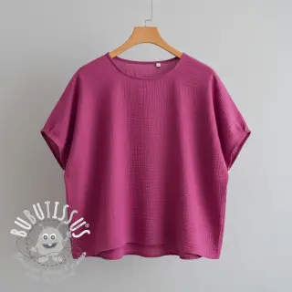 Tissu double gaze/mousseline cerise ORGANIC