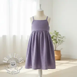 Tissu double gaze/mousseline lavender ORGANIC