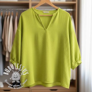 Tissu double gaze/mousseline neon yellow