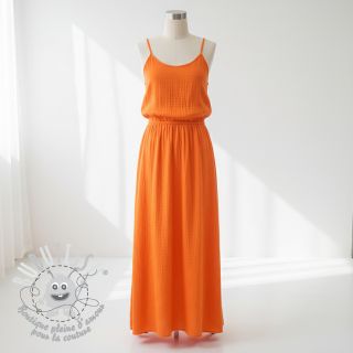 Tissu double gaze/mousseline neon orange