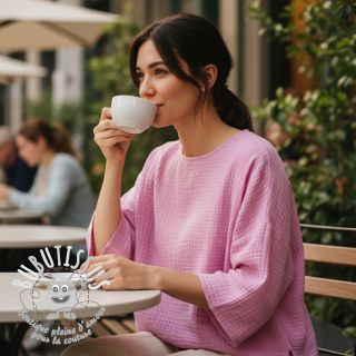 Tissu double gaze/mousseline light pink