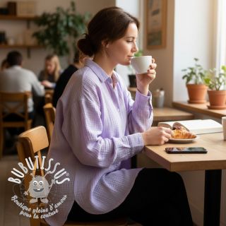 Tissu double gaze/mousseline bright violet