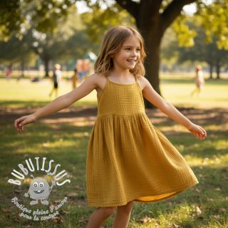 Tissu double gaze/mousseline gold