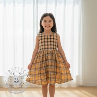 Tissu double gaze/mousseline Double sided CHECKS multicolour brown