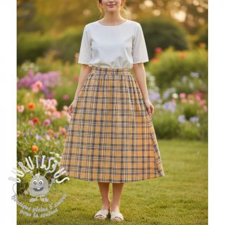 Tissu double gaze/mousseline Double sided CHECKS multicolour brown