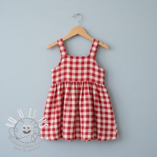 Tissu double gaze/mousseline Double sided CHECKS MINI red