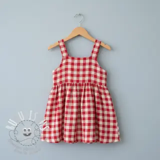 Tissu double gaze/mousseline Double sided CHECKS MINI red