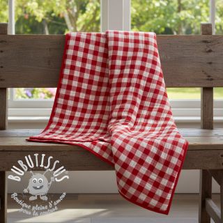 Tissu double gaze/mousseline Double sided CHECKS MINI red