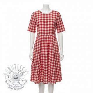 Tissu double gaze/mousseline Double sided CHECKS MINI red