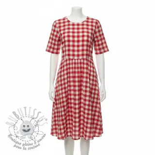 Tissu double gaze/mousseline Double sided CHECKS MINI red