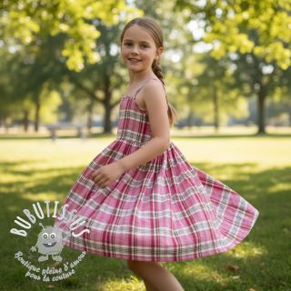 Tissu double gaze/mousseline Double sided CHECKS pink