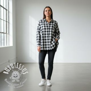 Tissu double gaze/mousseline Double sided CHECKS MINI black