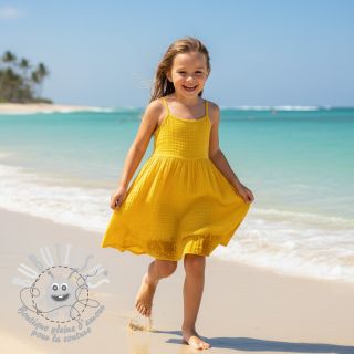 Tissu double gaze/mousseline lemon