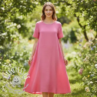 Tissu double gaze/mousseline pink ORGANIC