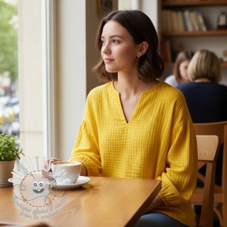 Tissu double gaze/mousseline lemon ORGANIC