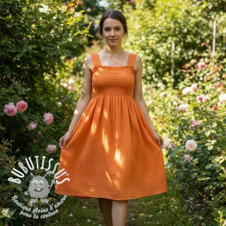 Tissu double gaze/mousseline orange