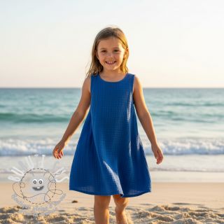 Tissu double gaze/mousseline cobalt