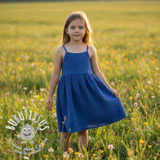 Tissu double gaze/mousseline cobalt ORGANIC