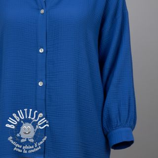 Tissu double gaze/mousseline cobalt ORGANIC