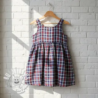 Tissu double gaze/mousseline Double sided Checks navy