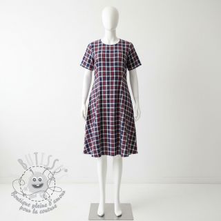 Tissu double gaze/mousseline Double sided Checks navy