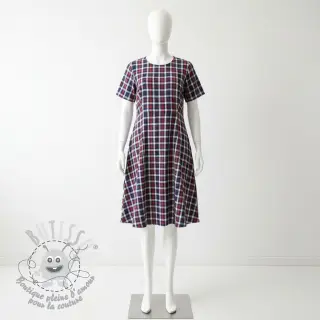 Tissu double gaze/mousseline Double sided Checks navy