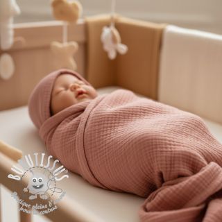 Tissu double gaze/mousseline blush ORGANIC