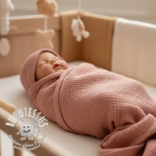 Tissu double gaze/mousseline blush ORGANIC