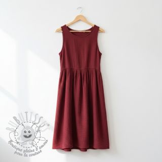 Tissu double gaze/mousseline bordeaux