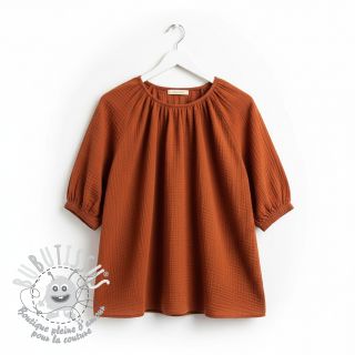 Tissu double gaze/mousseline rust