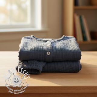 Tissu double gaze/mousseline jeans blue ORGANIC