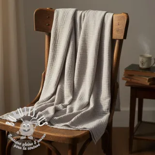 Tissu double gaze/mousseline light grey ORGANIC