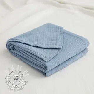 Tissu double gaze/mousseline blue ORGANIC