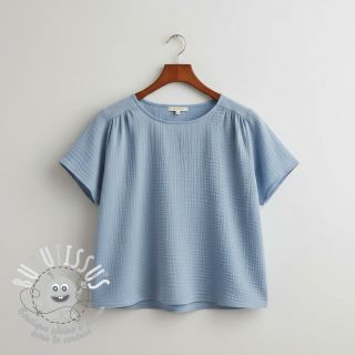 Tissu double gaze/mousseline blue ORGANIC