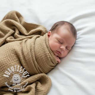 Tissu double gaze/mousseline beige ORGANIC