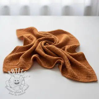 Tissu double gaze/mousseline brique ORGANIC