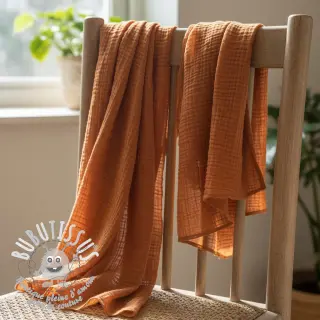 Tissu double gaze/mousseline brique ORGANIC