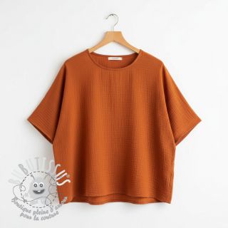 Tissu double gaze/mousseline rust ORGANIC