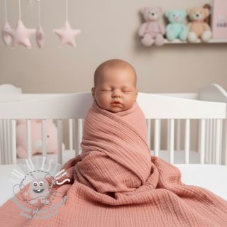 Tissu double gaze/mousseline soft rose ORGANIC