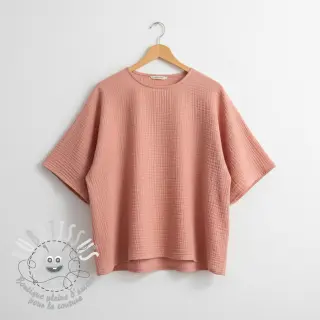 Tissu double gaze/mousseline soft rose ORGANIC