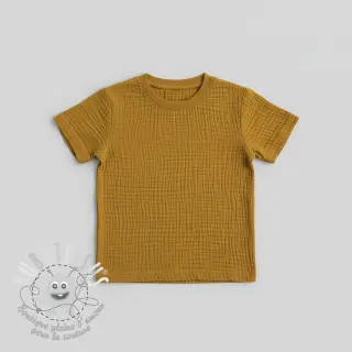 Tissu double gaze/mousseline ochre ORGANIC