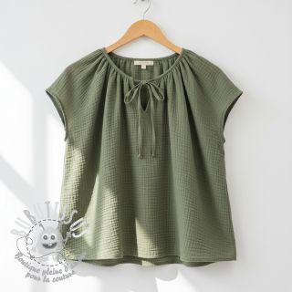 Tissu double gaze/mousseline pickle ORGANIC