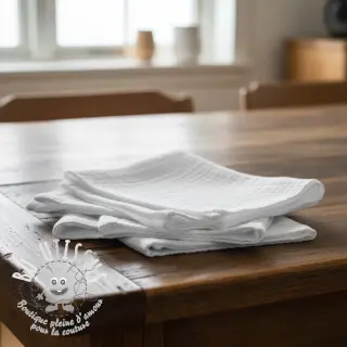Tissu double gaze/mousseline white