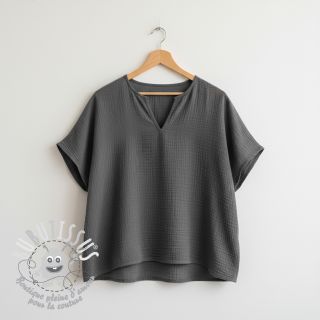 Tissu double gaze/mousseline dark grey