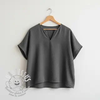 Tissu double gaze/mousseline dark grey